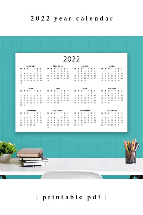 printable  year calendar wall calendar desk calendar etsy