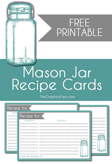 mason jar recipe card printable  graphics fairy