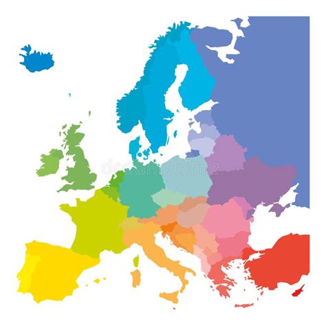 karta oever europa  faerger pa regnbage med europeiska laender vektor