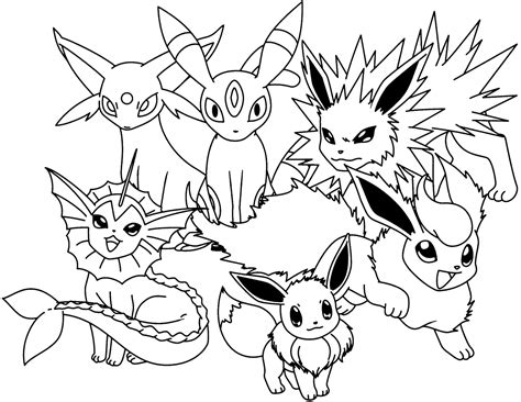 pokemon coloring pages eevee evolutions  pokemon coloring