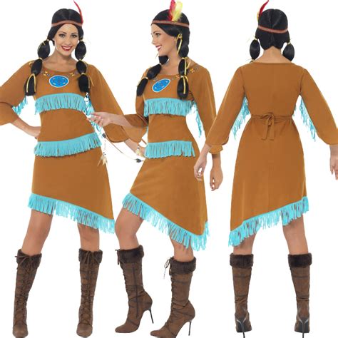 new red indian fancy dress costume squaw sexy native womens mens wild