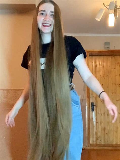 video she loves her super silky knee length hair
