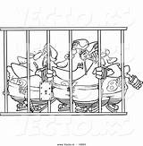 Coloring Pages Cartoon Prison Cell Hockey Team Players Bars Behind Template Vector sketch template