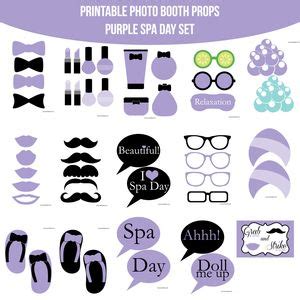 purple spa party printable photo booth photobooth props