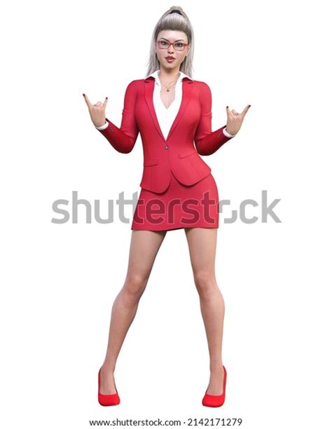 Sexy Secretary Mini Skirtbeautiful Girl Stand Stock Illustration