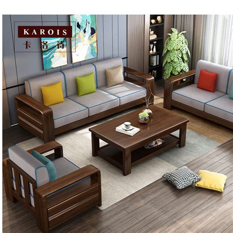 solid wood sofa combination  solid wood bench  chinese small apartment wooden living room