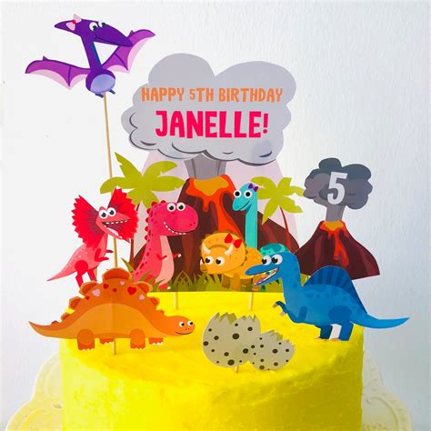 girl dinosaur pink dino mite 10 little dinosaurs cake etsy