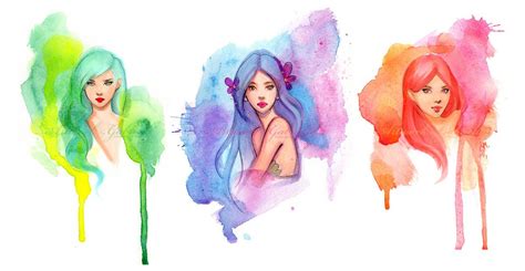 watercolor girls watercolor art painting girly colorful art