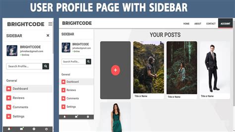 create  responsive user profile page responsive sidebar