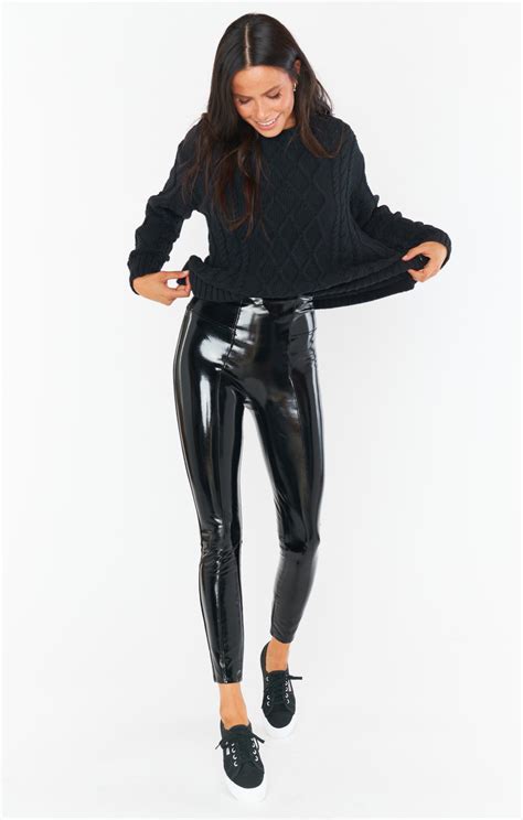 spanx faux patent leather leggings ~ classic black show me your mumu