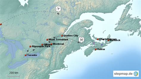 stepmap oost canada landkarte fuer nordamerika
