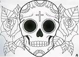 Skull Sugar Easy Drawing Coloring Drawings Simple Pages Tattoo Skulls Mexican Flowers Culture Caveira Clipart Roses Designs Kids Printable Deviantart sketch template