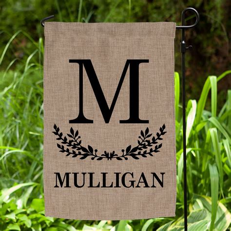 initial   personalized burlap garden flag personalized planet