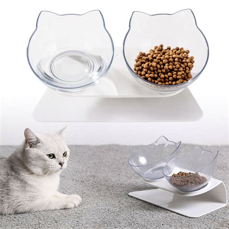 elevated cat bowl  stand  transparent tilted raised pet feeding bowl  cat  small