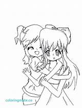 Coloring Friends Pages Friend Hug Anime Drawing Hugging Two Tight Color People Printable Print Getcolorings Getdrawings Template Sketch sketch template