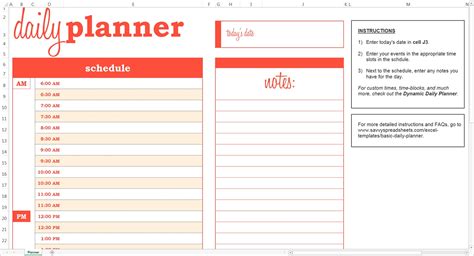 daily schedule planner template business