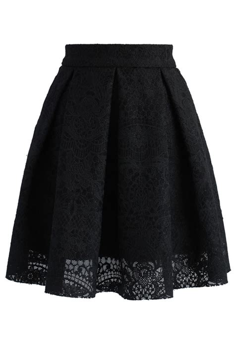 lacey garden pleated   skirt  black skirt bottoms retro