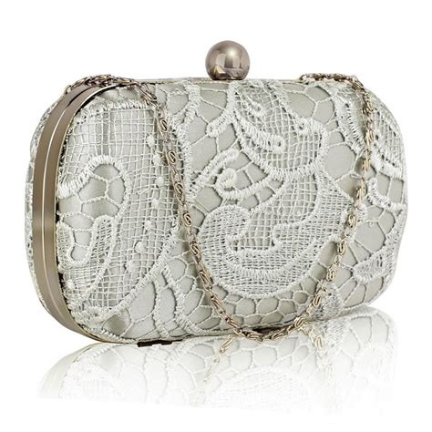 wholesale classy silver ladies lace evening clutch bag