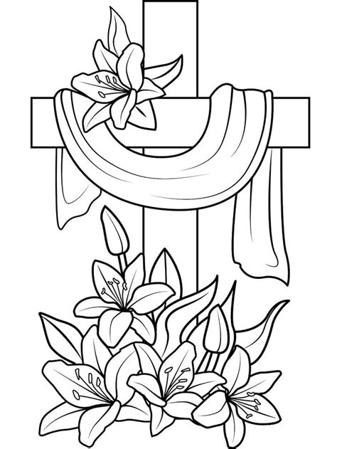 easter cross coloring page  printable coloring pages  kids