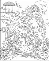 Mermaid Coloring Pages Adults Adult Scene sketch template