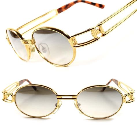 Gold Classic Old Cool Vintage Retro Mens Womens Oval Round Sunglasses