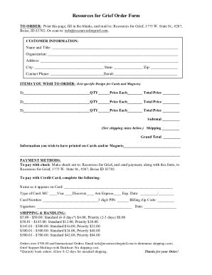 fillable  resources  grief order form fax email print pdffiller