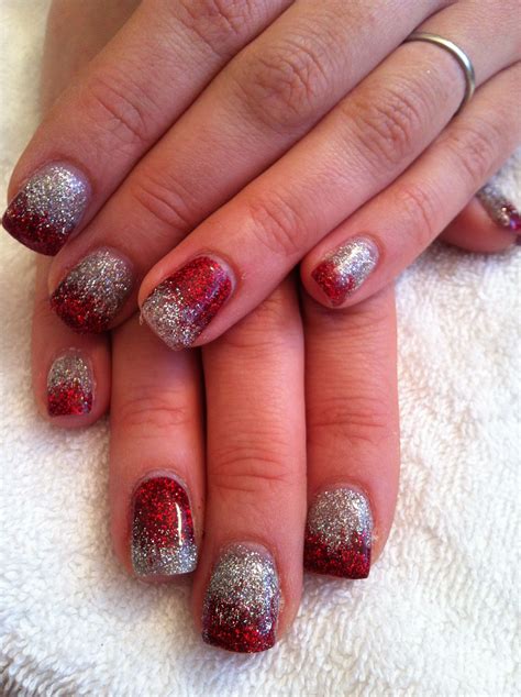 Ombré Red And Silver Red Ombre Pretty And Cute Nails