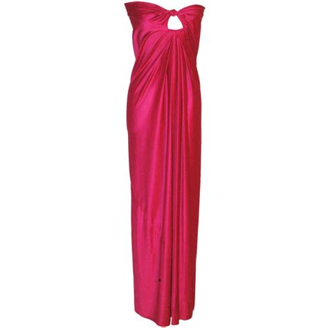Vintage Halston Iv Dorian Strapless W Peek A Boo Bust Hot Pink Dress