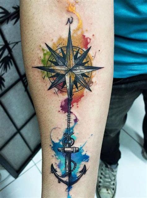 Colorful Compass Tattoos Best Compass Tattoos For Men