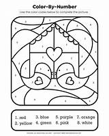 Number Color Valentine Valentines Pdf Printable Worksheet Kids sketch template