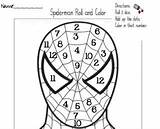 Spiderman Color Math Superhero Preschool Roll Activities Coloring Worksheets Pages Spider Man Kindergarten Printables Classroom Learning Number Daily Kids Sheets sketch template