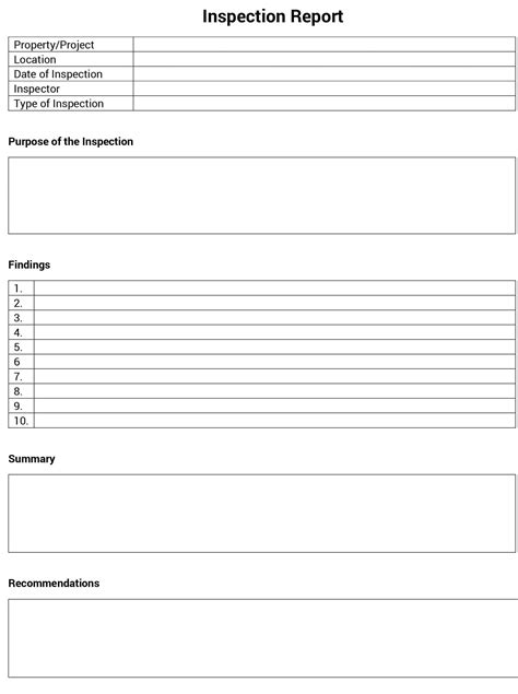 inspection report templates  print