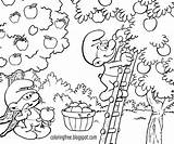Coloring Pages Apple Picking Orchard Kids Smurf Smurfs Color Lazy Garden Farmer Cartoon Printable Drawing Beautiful Getcolorings Getdrawings Farm Print sketch template