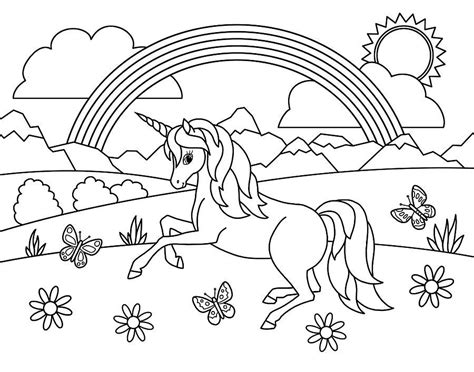 coloring pages  rainbows  unicorns