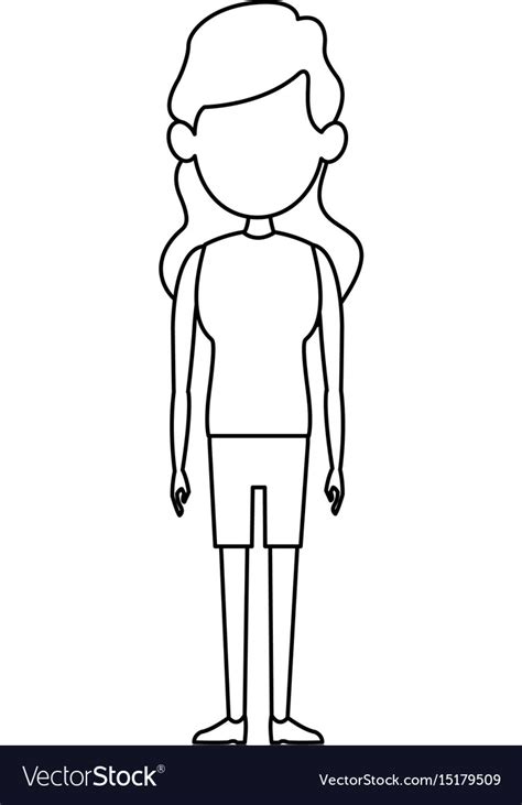 woman female standing character outline image vector image