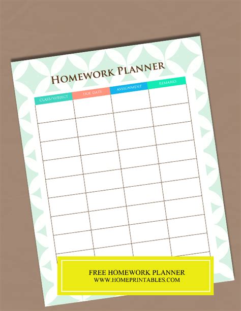 printable homework planner  pretty home printables