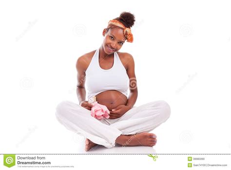 pregnant black woman touching her belly african people