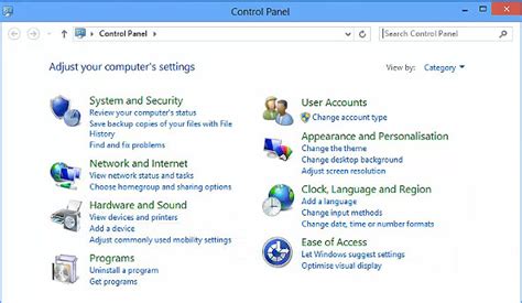 Using The Windows 8 Control Panel
