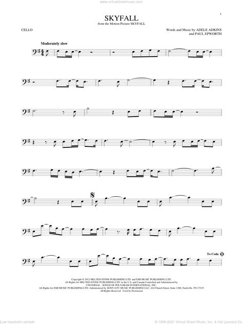 adele skyfall sheet   cello solo  interactive
