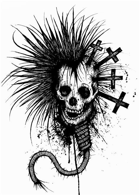 punk skull design  skitvarld tshirt sataninskoe iskusstvo eskiz