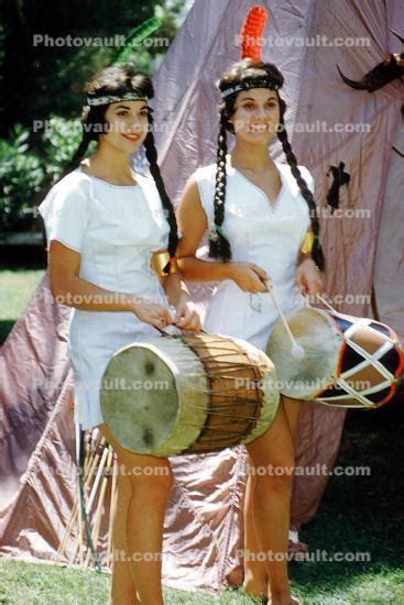 tom tom drums indian costume tent pageant 1970s images photography