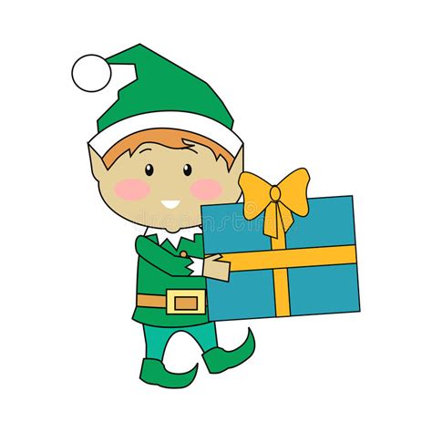 Fairy Elves With Christmas Presents Stock Vector Illustration Of Flat