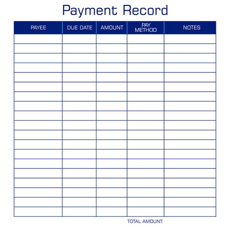 printable payment log