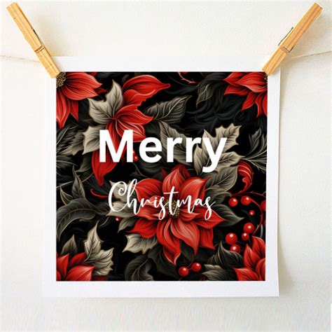Buy Merry Christmas Poinsettia Flowers A1 A2 A3 Or A4 Art Prints On