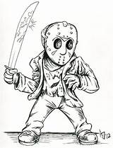 Jason Coloring Voorhees Pages Drawing Printable Michael Myers Cartoon Freddy Horror Drawings Krueger Friday 13th Scary Mask Halloween Vs Deviantart sketch template