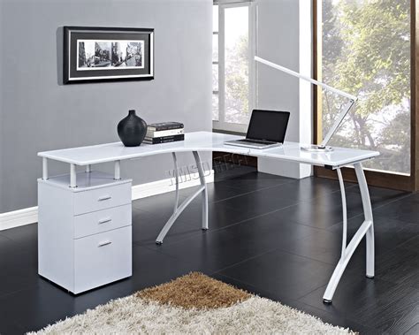 foxhunter  shaped corner computer desk pc table home office study cd white