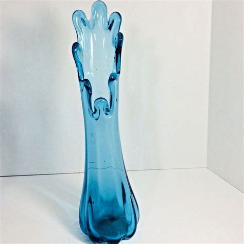 Cobalt Blue Vintage Swung Glass Vase Stretch Pulled Glass Home Décor