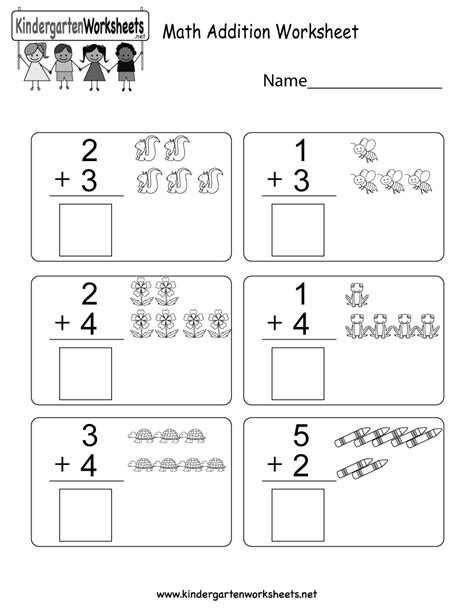 kindergarten math worksheets addition  printable kindergarten