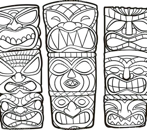 tiki mask coloring pages  getdrawings