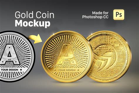 gold coin mockup  photoshop cc product mockups creative market